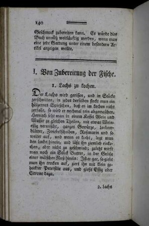 I. Von Zubereitung der Fische.