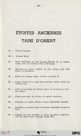 Étoffes anciennes - Tapis d'orient (Nr. 85-103)