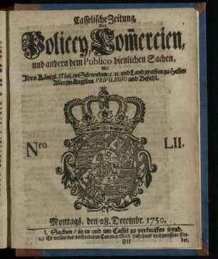 Nro. LII, Montags, den 28. Decembr. 1750