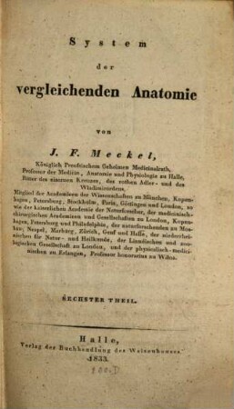 System der vergleichenden Anatomie, 6. Vergleichende Anatomie der Athmungs- und Stimmwerkzeuge
