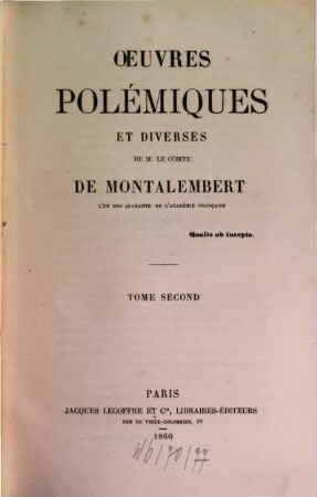 Oeuvres de M. le Comte de Montalembert, 5