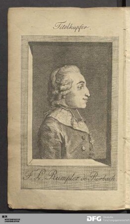 Titelkupfer [Frontispiz]. F. L. Rumpler de Rorbach.