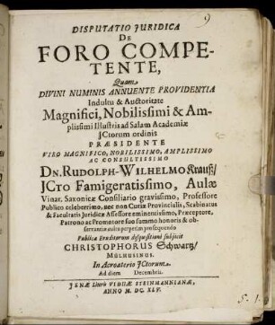 Disputatio Iuridica De Foro Competente