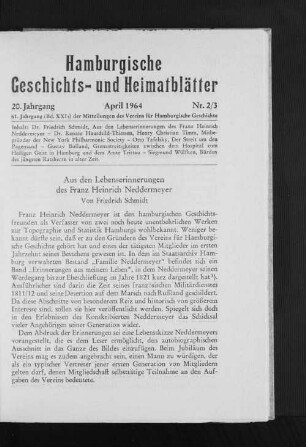 Aus den Lebenserinnerungen des Franz Heinrich Neddermeyer