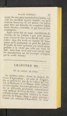 Chapitre III. De la culture du tabac.