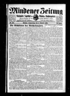 Mindener Zeitung : nationales Tageblatt für Minden u. Nachbargebiete : General-Anzeiger für den nördl. Reg.-Bezirk Minden