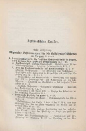 Systematisches Register