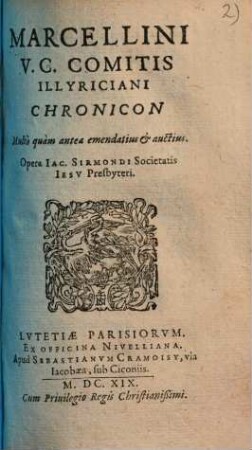 Marcellini V.C. comitis illyriciani chronicon