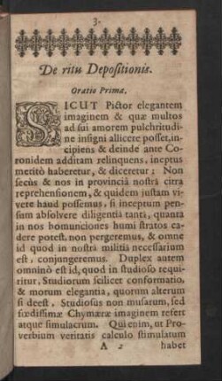 De ritu Depositionis. Oratio Prima.