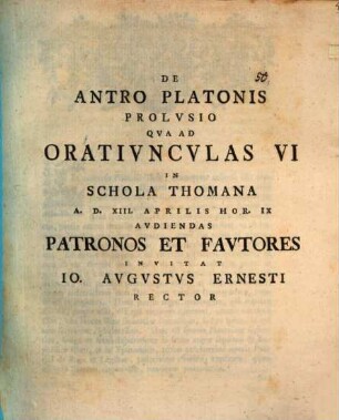 De Antro Platonis Prolvsio