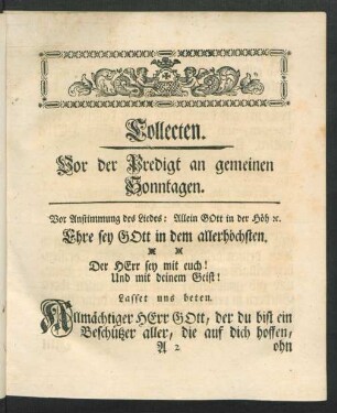 Collecten. Vor der Predigt an gemeinen Sonntagen.