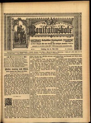 Erste Ausgabe vom Sonntag, den 24. Mai 1908.