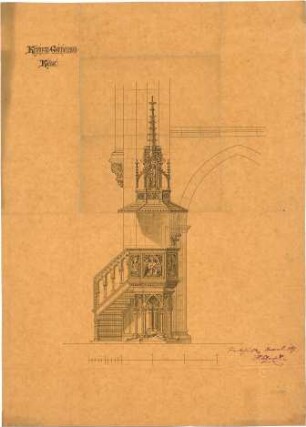 Schmidt, Heinrich von; Gelnhausen; Marienkirche, Restaurierung - Kanzel (Ansicht)