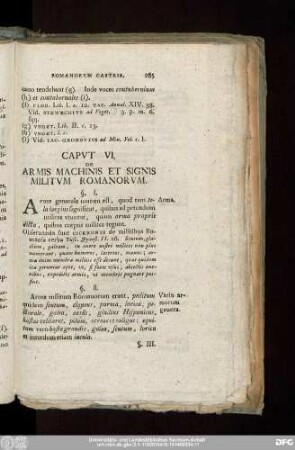Caput VI. De Armis Machinis Et Signis Militum Romanorum.