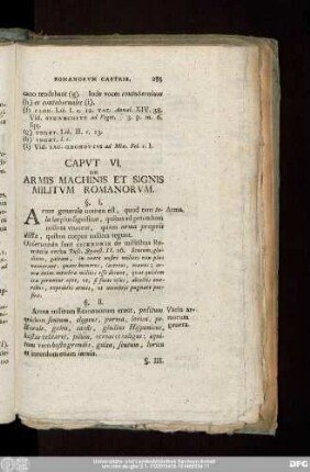Caput VI. De Armis Machinis Et Signis Militum Romanorum.