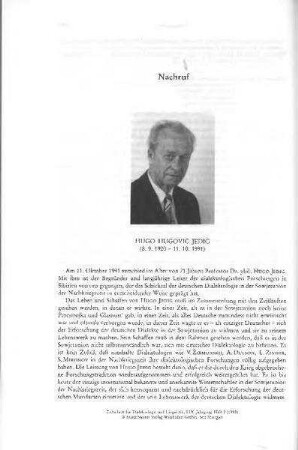 Nachruf Hugo Hugovic Jedig : 8.9.1920 - 11.10.1991