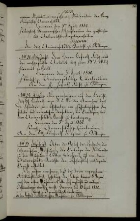 Abschriftliche Mitteilung bezüglich der Eintrittsgelder zu den Bällen des Literarischen Museums.