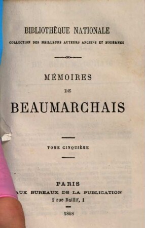 Memoires de Beaumarchais. 5