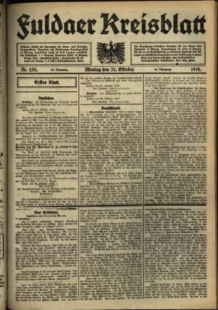 Erste Ausgabe vom Montag, den 31. Oktober 1910.
