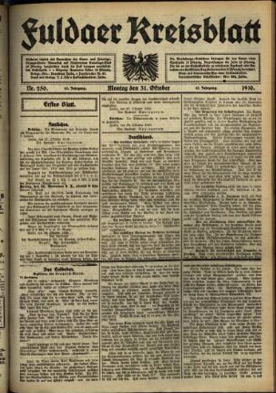 Erste Ausgabe vom Montag, den 31. Oktober 1910.