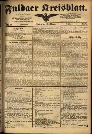 Ausgabe vom Dienstag, den 19. Februar 1907.
