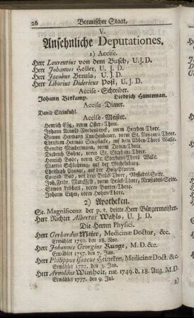 V. Ansehnliche Deputationes.