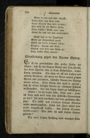 Ehrerbietung gegen den Namen Gottes.