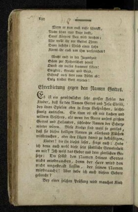 Ehrerbietung gegen den Namen Gottes.