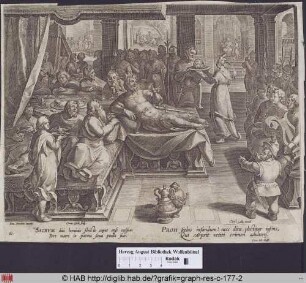 Salome bekommt das Haupt Johannes des Täufers auf einer Schale.