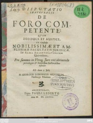 Disputatio Inauguralis De Foro Competente