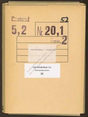 Schriftwechsel des Kurt-Gerstein-Hauses, Berchum, zu Kurt Gerstein