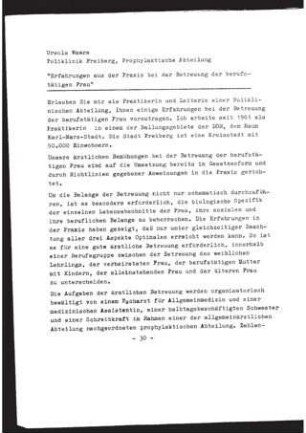 Erfahrungen aus der Praxis bei der Betreuung der berufstätigen Frau