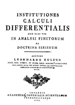 Institutiones Calculi Differentialis Cum Eius Vsu In Analysi Finitorum Ac Doctrina Serierum