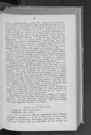 Sitzung am 29. Juni 1886.
