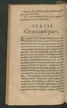 Tertia Orationis pars.