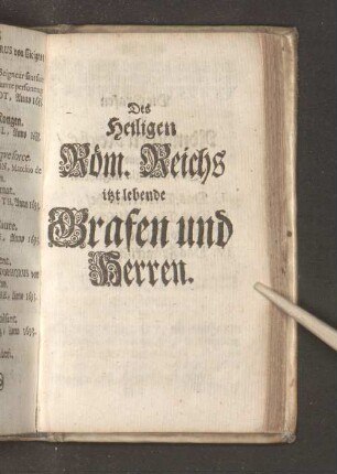 Des Heiligen Röm. Reichs itzt lebende Grafen und Herren.