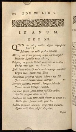 176-189, In Anum. / Contre Une Vieille. Ode XII. - Remarques sur l'ODE XII.