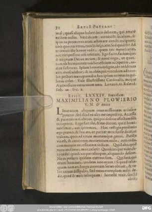 Epist. LXXXIV. Bruxellam. Maximiliano Plowierio V. N. & Amico.