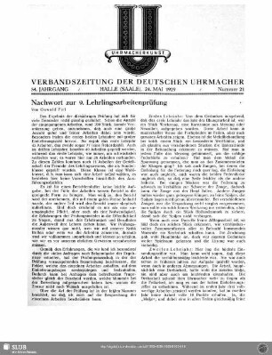 Nachwort zur 9. Lehrlingsarbeitenprüfung