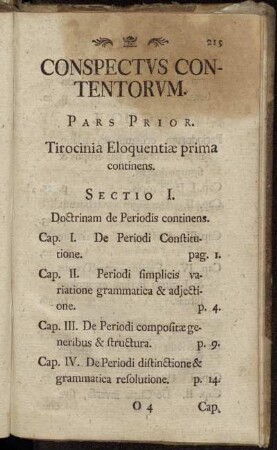 Conspectus Contentorum.