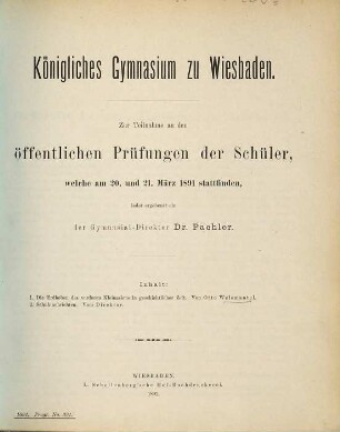 Zur Teilnahme an den öffentlichen Prüfungen der Schüler ... ladet ergebenst ein. 1890/91