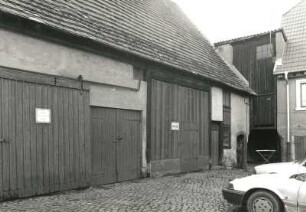 Mobschatz, Dorfplatz 12. Bauernhof (1701/1800). Hofansicht der Scheune