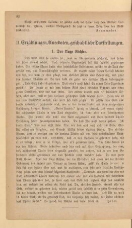 II. Erzählungen, Anecdoten, geschichtliche Darstellungen