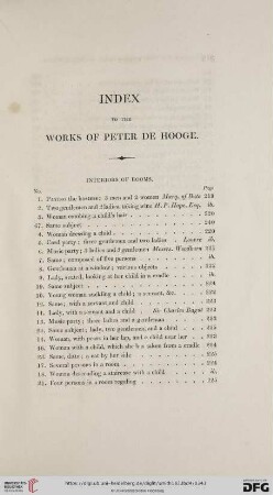 Index to the Works of Peter de Hooge