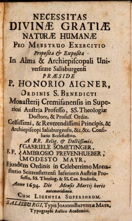Necessitas divinae gratiae naturae humanae