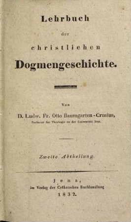 Lehrbuch der christlichen Dogmengeschichte, 2