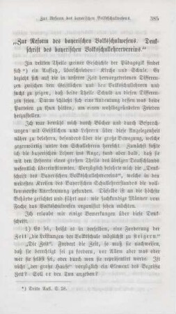 385-389 Zur Reform des bayerischen Volksschulwesens : Denkschrift des bayerischen Volksschullehrervereins