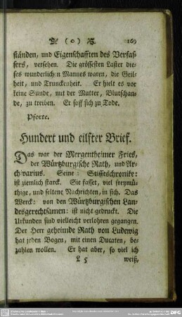 Hundert und eilfter Brief