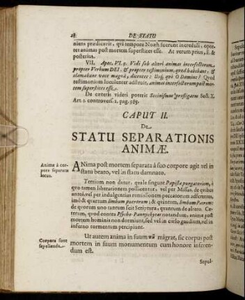 Caput II. De Statu Separationis Animæ.