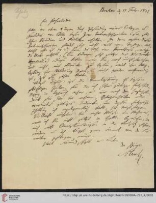 Korrespondenz David Schulz / Carl Ullmann: Brief von David Schulz an Carl Ullmann